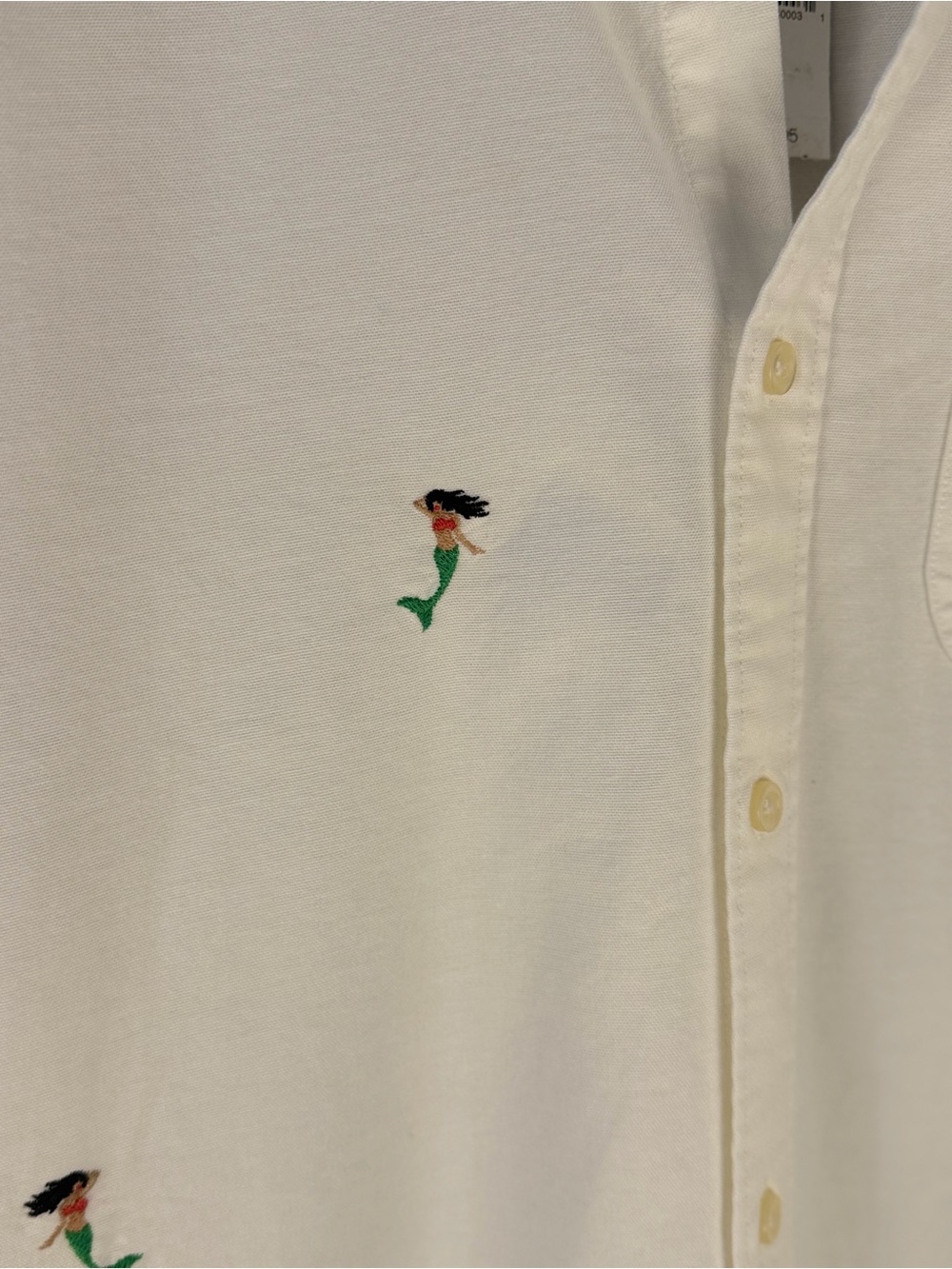 Gap Lived-In Stretch Oxford Short Sleeve Shirt with Embroidered Mermaids. NWT - Picture 3 of 5